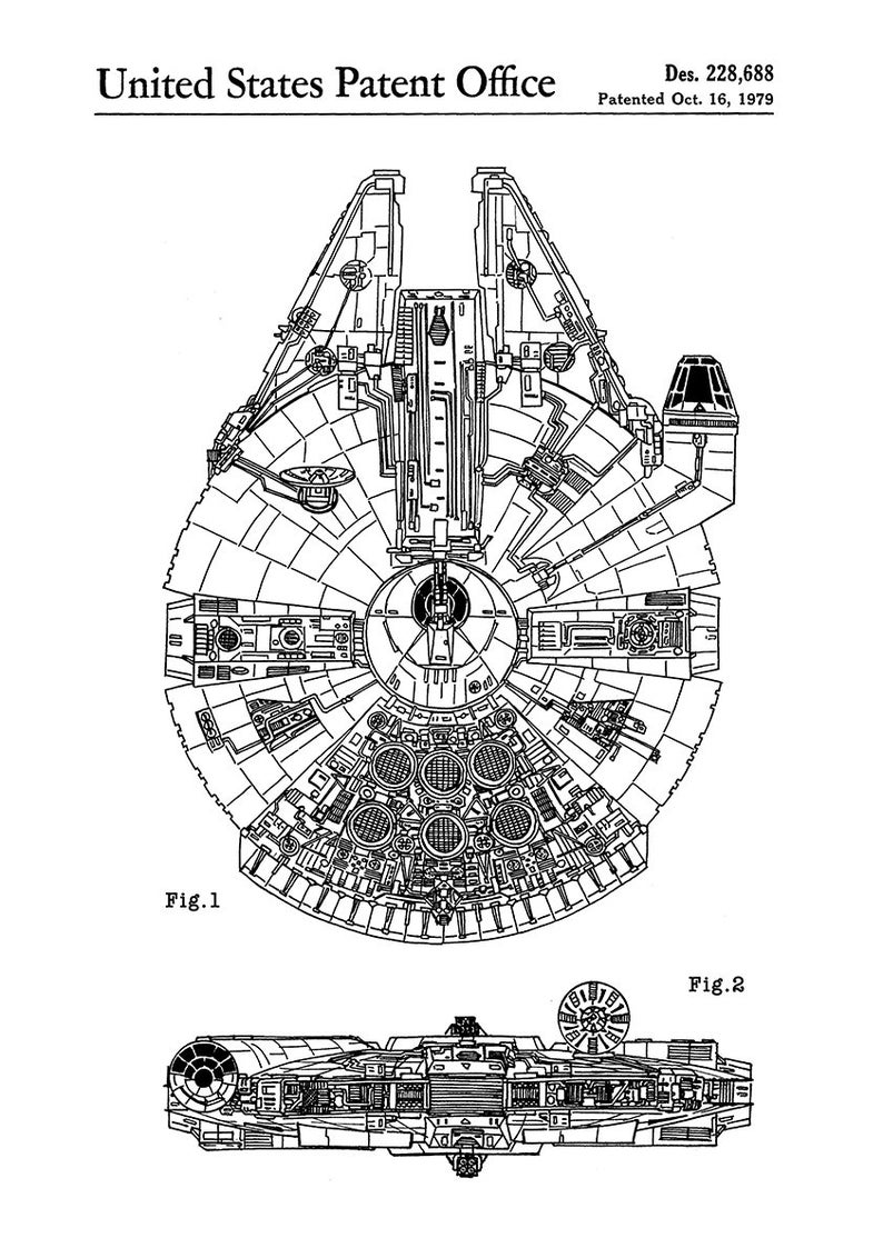 Star Wars Patent Print: Millennium Falcon Blueprint Art - Etsy