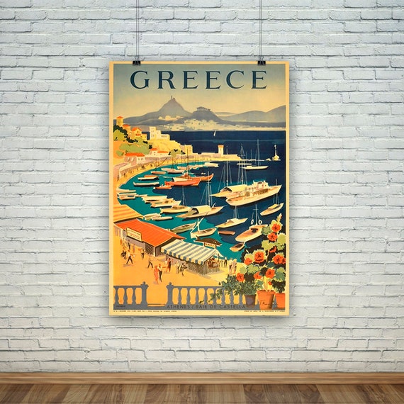 Wall art Grece : Vintage Greek Travel advert Reproduction. poster