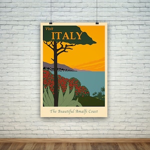Amalfi Coast Poster: Vintage Italy Travel Print