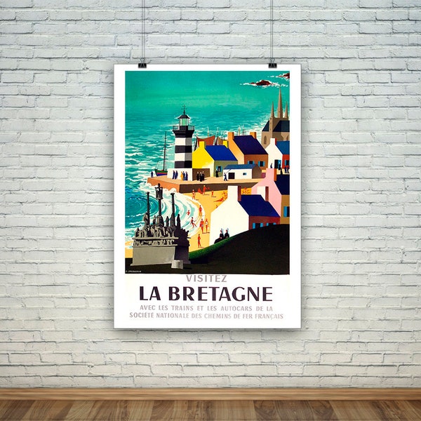 Poster Bretagne : impression vintage de voyage sur la côte française