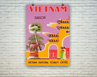 Vietnam Poster: Vintage Saigon Tourism Travel Print