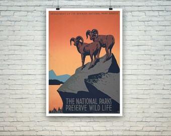 Cartel de los Parques Nacionales: Vintage Preserve Wildlife American Travel Print