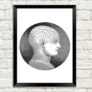 Phrenology Print: Vintage Personality Head Art Illustration