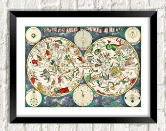 Constellations Print: Vintage Cosmology Art Illustration