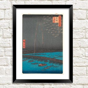 Fireworks Print: Vintage Japanese Woodcut Art