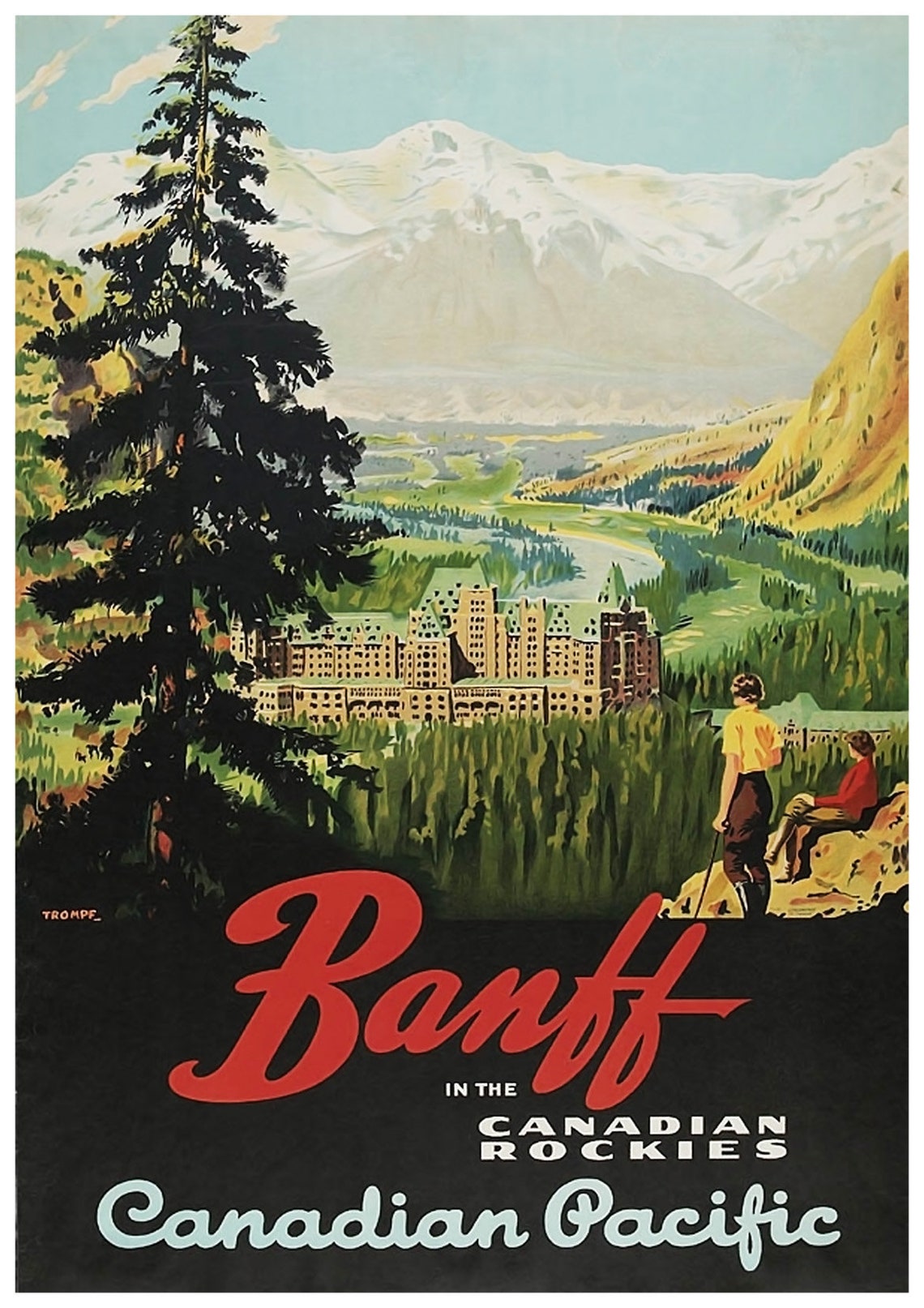 Banff Travel Poster Vintage Canadian Ski Resort Tourism Print Etsy