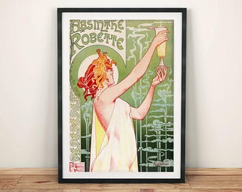 Absinthe Print: Vintage French Robette Drinks Advert Poster
