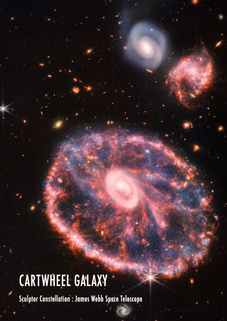 NASA Space Photographs: Hubble and James Webb Nebula and Galaxy Posters Cartwheel Galaxy