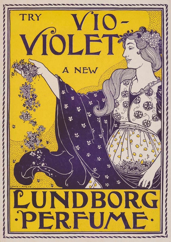 Perfume Print: Vintage Lundborg Vio-violet Fragrance Advert Poster