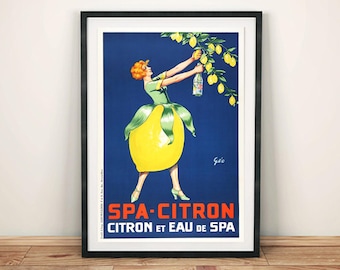 Spa Citroen Print: Vintage Lemon Drink Advert Poster