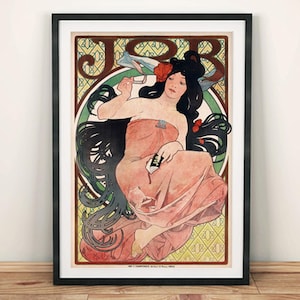 Job Cigarettes Poster: Vintage Mucha Tobacco Advert Print
