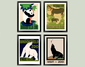 Zoo Posters: Visit the Brookfield Zoo Animal Themed Prints