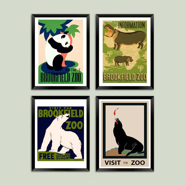 Zoo Posters: Visit the Brookfield Zoo Animal Themed Prints