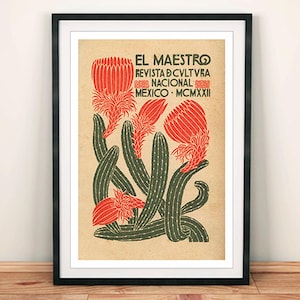 Poster di El Maestro: stampa della mostra sulla cultura messicana con cactus