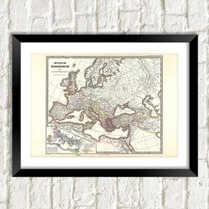 Impression de carte de l'empire romain : oeuvre d'art classique de l'atlas mondial