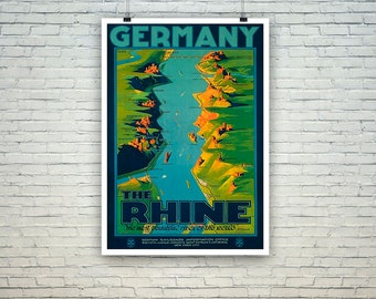 Germany Poster: Vintage Rhineland Holiday Travel Print