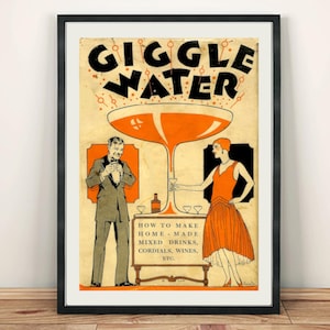 Cocktail Poster: Giggle Water Vintage Buchcover Kunstdruck