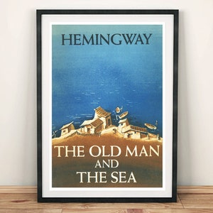 Old Man and the Sea Poster: Vintage Hemingway Book Cover Art Print