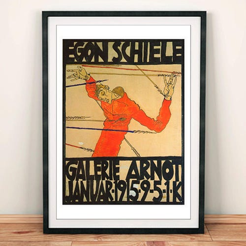 額縁 Egon Schiele vintage poster Egon Schiele Poster: Art Gallery Exhibition Print - Etsy