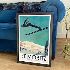 St Moritz Poster: Vintage Swiss Ski Travel Print