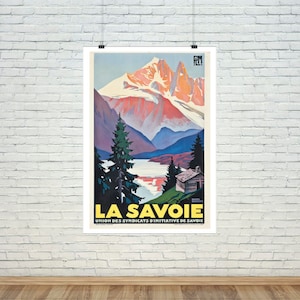 Cartel de La Savoie: Impresión vintage de viajes de montaña alpina