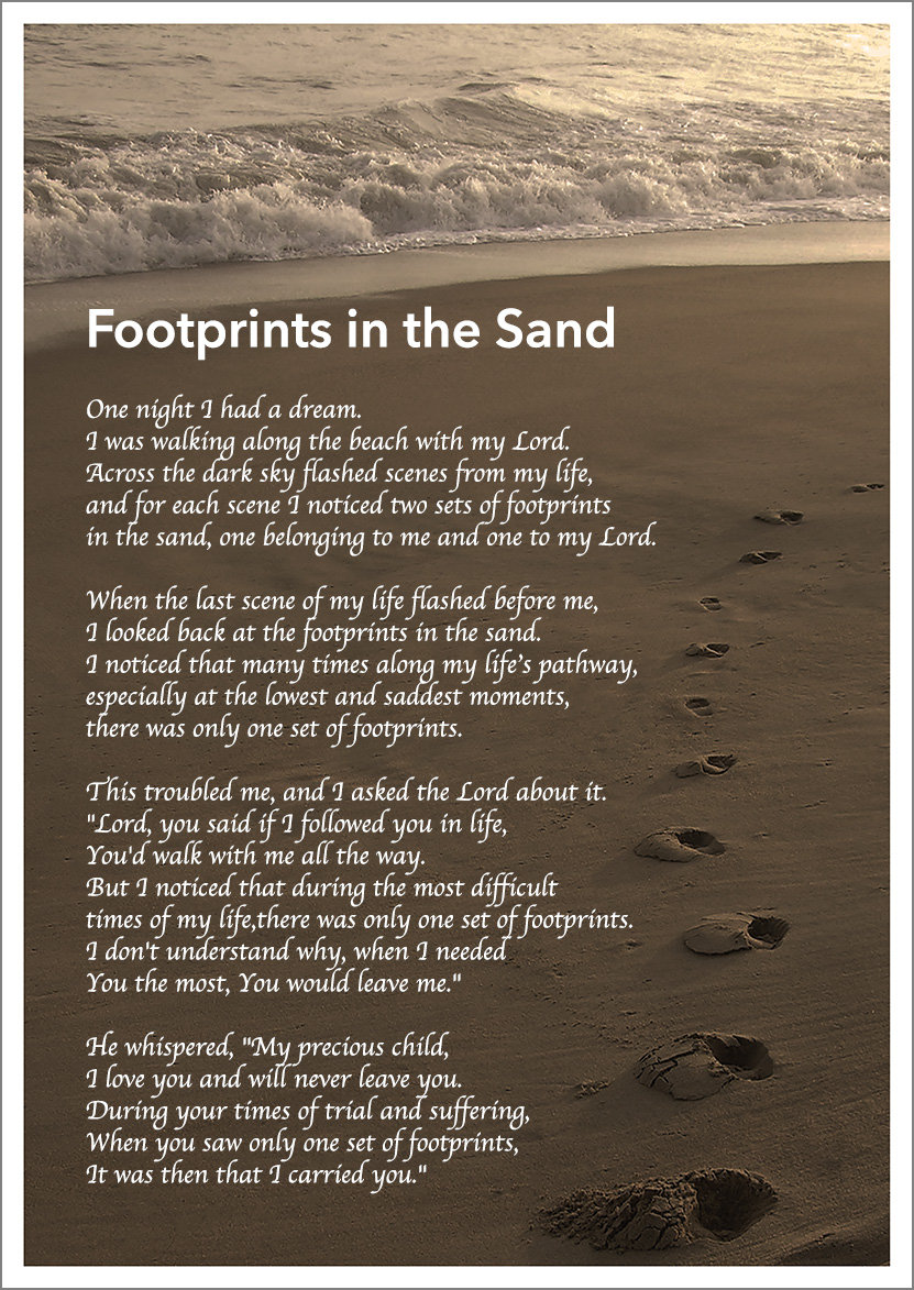 Footprints in the Sand Poem Art Print - Etsy for Footprints In The Sand Poem Free Printable