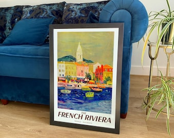 Poster Riviera Côte D'Azur Menton Ryfl - Affiche Vintage 50x70 Cm, HQ
