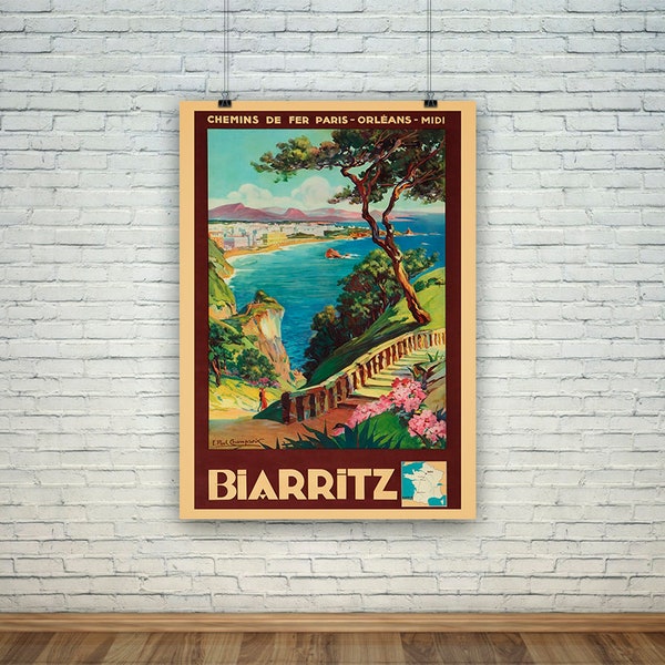 Biarritz Affiche: vintage Sud de la France Travel Print