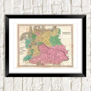 Germany Map Prints: Vintage German and Bavarian Atlas Artwork