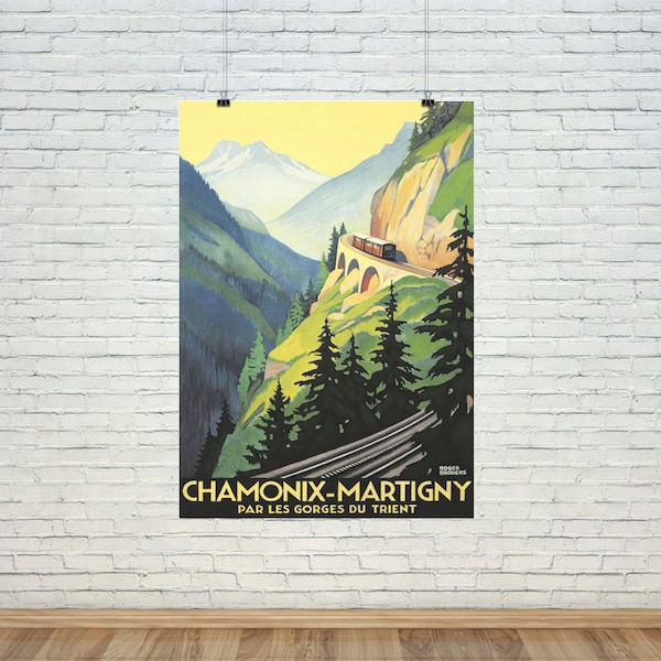 Chamonix Martigny Poster: Vintage France Alpine Railway Travel Print