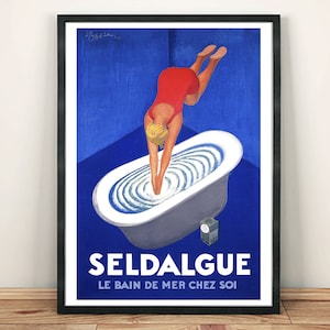 Bath Print: Vintage French Bubblebath Advert Bathroom Poster