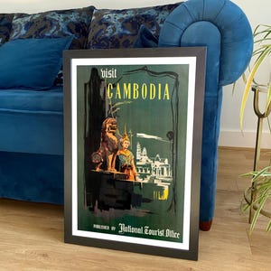 Cambodia Print: Vintage Angkor Watt Travel Poster
