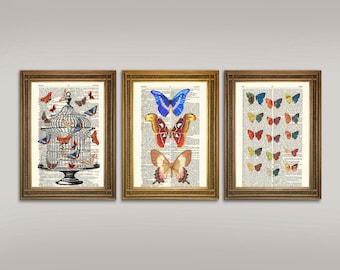 Butterfly Prints: Vintage Illustrations, Printed on Vintage Dictionary Pages