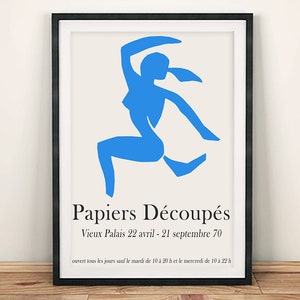 Blue Cut Outs Poster: Matisse Inspired Art Gallery Exhibition Print