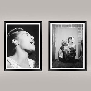 Billie Holiday Prints: Black and White Jazz Singer Portrait Art