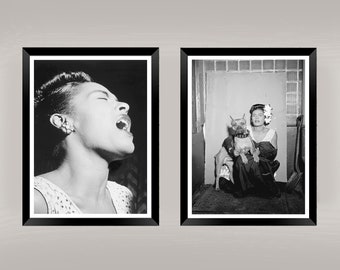Billie Holiday Prints: Ritratto di cantante jazz in bianco e nero