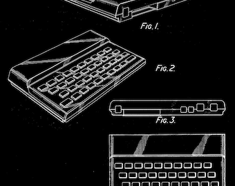 ZX Spectrum Computer Patent: Retro IT Technology Blueprint Art