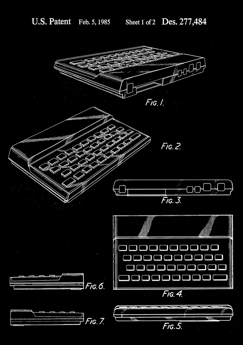 ZX Spectrum Computer Patent: Retro IT Technology Blueprint Art