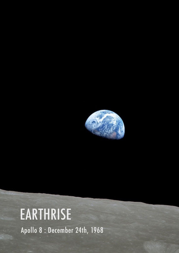 地球の出ポスター：アポロ8号の宇宙写真、宇宙飛行士の写真アート