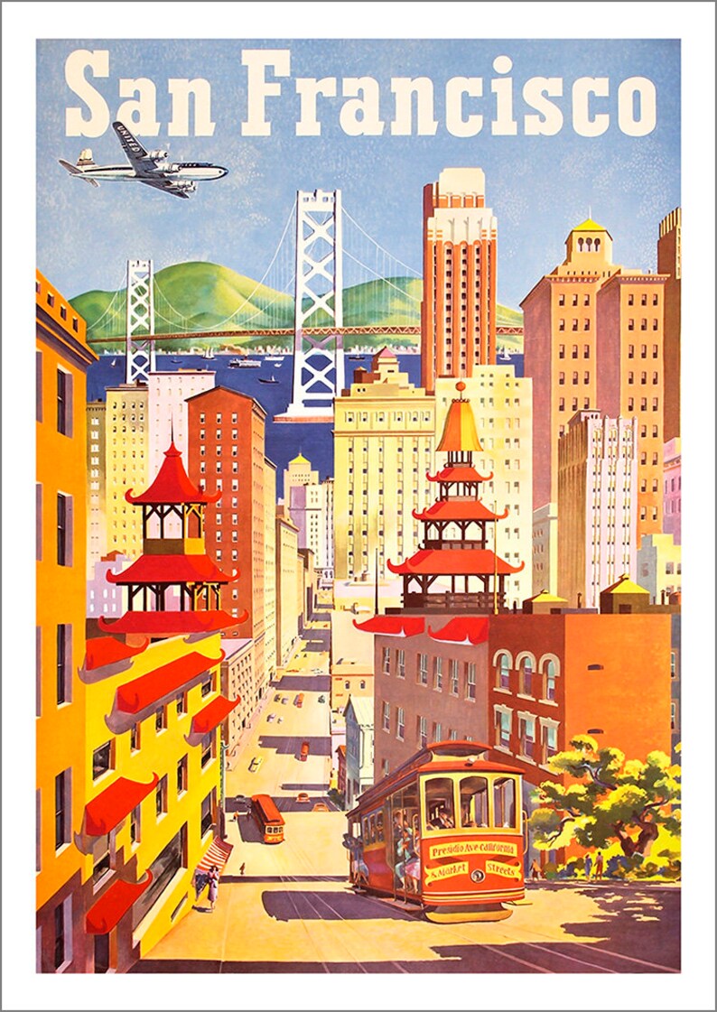 San Francisco Poster: Vintage American West Coast Travel Print - Etsy UK