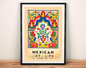 Mexico Art and Life Poster: Collage Mexican Magazine Print