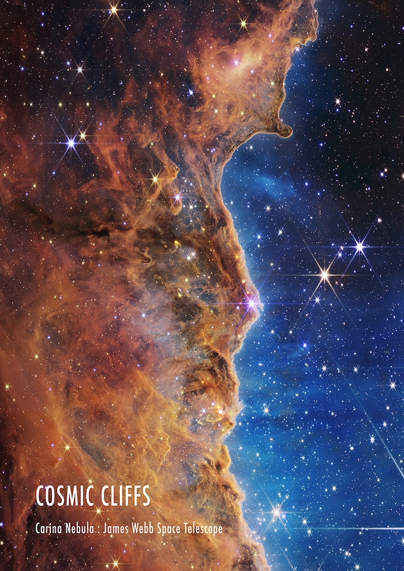NASA Space Photographs: Hubble and James Webb Nebula and Galaxy Posters Cosmic Cliffs