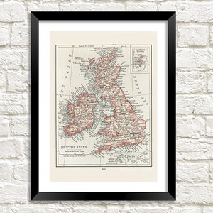British Isles Map Print: Vintage Great Britain Atlas Artwork