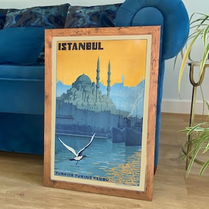 Póster de Estambul: póster vintage de viaje por el Bósforo en Turquía