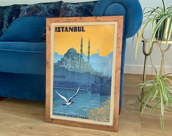 Istanbul Poster: Vintage Turkey Bosphorus Travel Poster