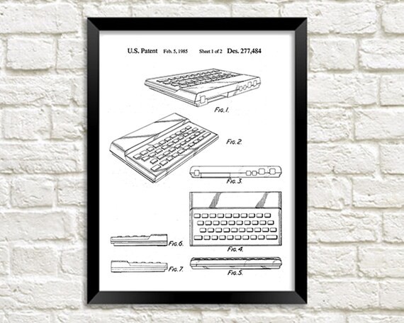 ZX Spectrum Computer Patent: Retro IT Technology Blueprint Art