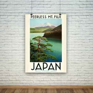 Mount Fuji Poster: Japanese Vintage Train Travel Print