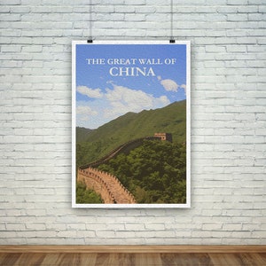 Great Wall of China Poster: Vintage Chinese Travel Print