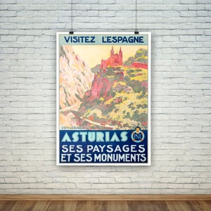 Impresión de Asturias: Cartel de viaje vintage de España