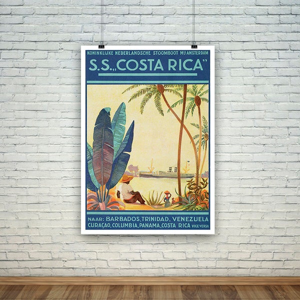 Costa Rica Poster: Vintage Luxury Cruise Travel Print